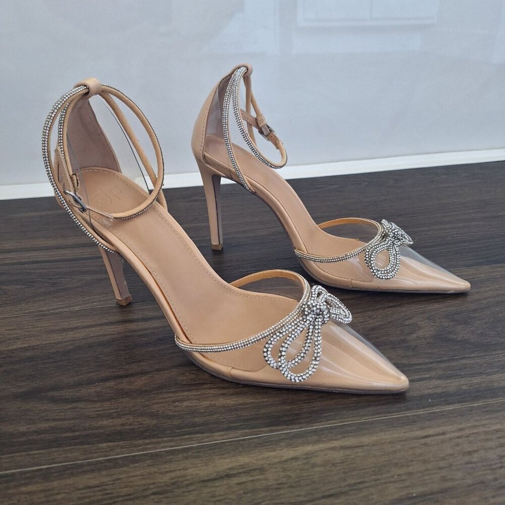 NWOT Journee Collection Beige/Clear Pointed Toe Pump Formal Preppy Classy - Picture 8 of 8